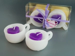 Свеча Арома Чашка и Сердце Sakura Фиолетовая Набор 2 шт 8.5 x 6.5 x 4.0 см