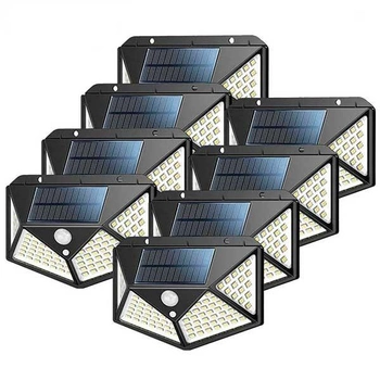 Комплект уличных фонарей с датчиком движения на солнечной батарее Sun Light Motion 100 LED (Комплект из 8 шт) Черный (34049yop)