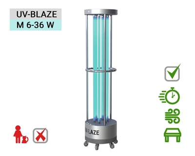 Бактерицидний опромінювач UV-BLAZE 30W пересувний – для екстреного знезараження повітря та поверхонь