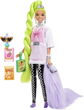 Кукла Барби Экстра Модница в футболке оверсайз и леггинсах Barbie Extra Doll #11 in Oversized Tee & Leggings with Pet Parrot (HDJ44)