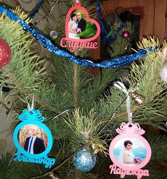 Новогодние игрушки на ёлку с фоторамкой, именная фоторамка на ёлку с покраской. Новогодняя фоторамка с именем. 1шт под заказ (НГ0157)