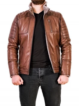 Дубленка мужская из натуральной кожи Epica EZ-001 4XL коричневая