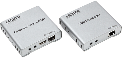 Удлинитель HDMI сигнала PowerPlant HDMI 4K/30hz до 100 м через CAT5E/6 loop-out (HDES12-LOOP) (CA912964)