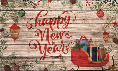 Новогодний коврик в коридор "Happy New Year" 45см*75см на резиновой основе 602-115