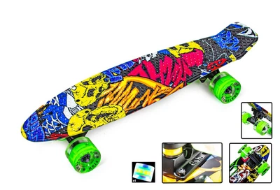 Скейт Penny Board "Fish" Джокер на LED колесах