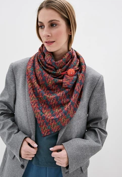 Шарф "Эдинбург" большой трендовый от MyScarf теплый красно-черный женский на пуговице