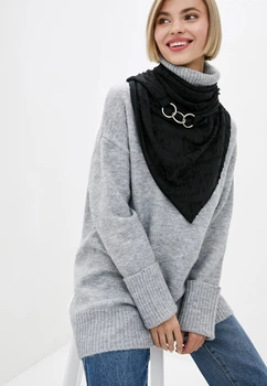Шарф "Эдинбург" большой трендовый от MyScarf теплый черный женский с кольцами