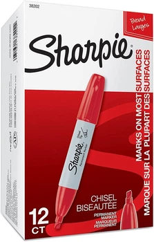 Маркеры перманентные Sharpie Permanent Markers, Chisel Tip Красный 12 шт. (‎38202)