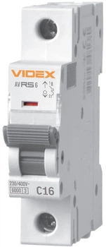 Автоматичний вимикач VIDEX RS6 Resist 1п 63 А 6 кА тип C (VF-RS6-AV1C63)