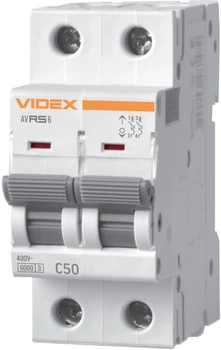 Автоматичний вимикач VIDEX RS6 Resist 2п 63 А 6 кА тип C (VF-RS6-AV2C63)