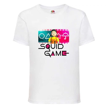 Футболка детская Игра в Кальмара 0015 (Squid game) белая (SQD-0015 wh) 140 см