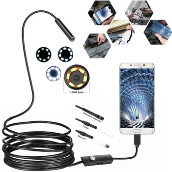 Камера эндоскоп с кабелем на 2 метра F7 мм USB/micro USB с подсветкой