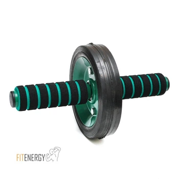 Тренажер колесо для пресса металлическое на подшипнике с мягкой ручкой FitEnergy зеленое (FI-0105)