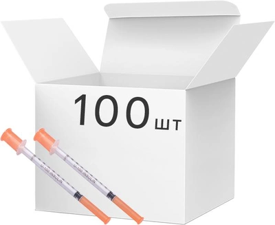 Шприц инъекционный инсулиновый Виола U-100 с иглой 0.33х13 мм 1 мл 100 шт (4820009792234)