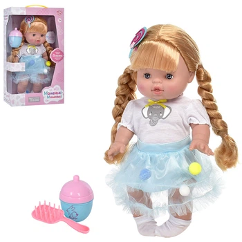Музыкальный пупс Маленькие Миленькие Limo Toy, Мягконабивная кукла с косичками и аксессуарами, со звуком, 32 см, голубая