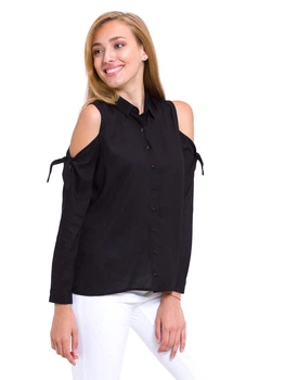 Женская блузка LC Waikiki с открытыми плечами XS Черная (LCW Woman -2726)