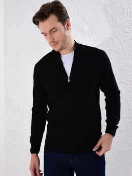 Чоловіча кофта LC Waikiki на блискавці і з кишенями XXL Чорна (LCWKnitwear-1767)