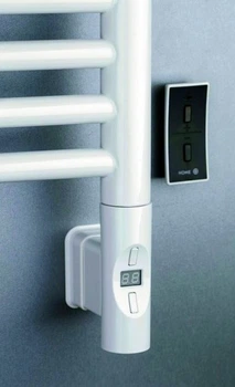 Тэн у полотенцесушитель Heatpol H+ O с маскировочным элементом для кабеля, пультом ДУ, регулятором, белый (white) 900 Вт