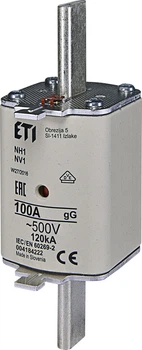Запобіжник ETI NH-1 gG 100A 500V KOMBI 120kA 4184222 ножовий універсальний
