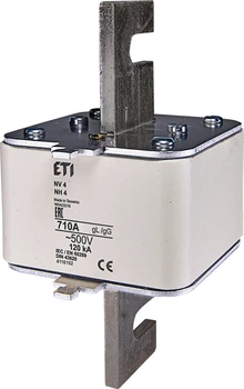 Запобіжник ETI NH-4 gL/gG 710A 500V для тримачів PK 4 120kA 4116102 ножовий універсальний