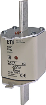 Запобіжник ETI NH-3C gG 355A 500V KOMBI 120kA 4186223 ножовий універсальний