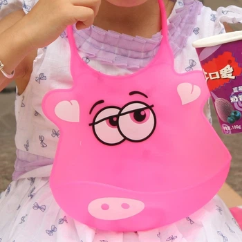 Силіконовий слюнявчик з кишенею Kiddy Рожеве порося