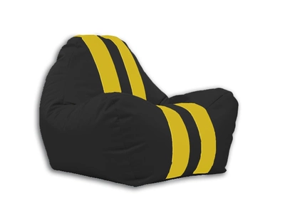 Безкаркасне крісло Феррарі Спорт 90х80 см Оксфорд Ardent Пуф Чорний з жовтими смужками