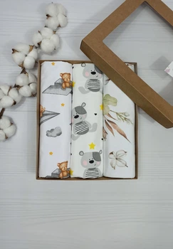 Набор для новородженных: 3 непромокаемых пеленки a.l.babybox Мишутки Разноцветный