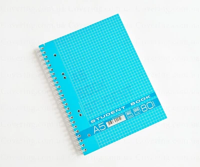 Колледж-блок на спирале сбоку А5, 80л картонная обложка KB5580 синий с перфор. и отверстиями д/архива