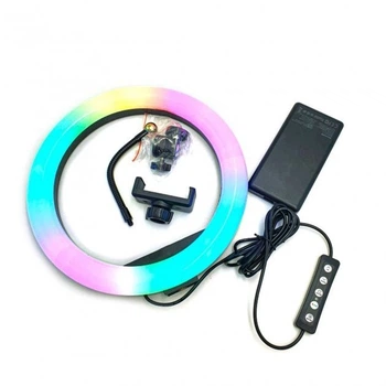 Кольцевая светодиодная цветная лампа RGB LED MJ26 Набор блогера селфи кольцо со штативом Мультиколор 26 см