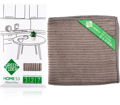 Серветка GreenWay Green Fiber HOME S3, Файбер ребристий, сірий (06026)