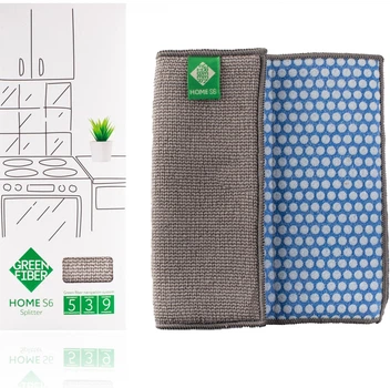 Спонж GreenWay Green Fiber HOME S6, для кухни SPLITTER серый, тройной 2х стор., scrub+ (06040)