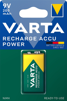 Аккумулятор универсальный Varta Rechargeable Accu 6F22 200 мАч BLI 1 Ni-MH (56722101401) (4008496550814)