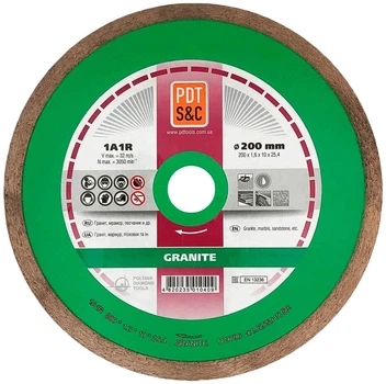 Алмазный диск по керамике PDT Ceramics Granite 1A1R 200х1,6х10х25,4 (820501CRMG)