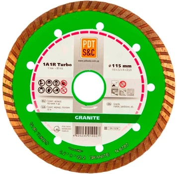 Алмазный круг по граниту PDT Turbo Granite 1A1R 115х2,2х8х22,2 (810100TGRu)