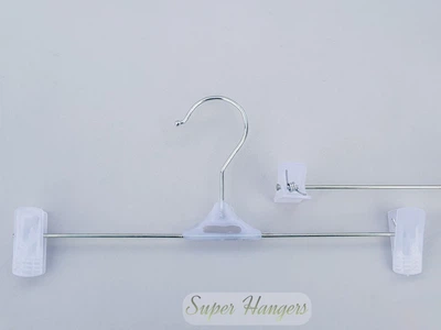 Набор 10 шт плечики Hanger 30 см металлические с белыми прищепками для брюк и юбок
