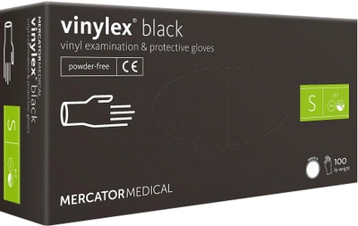 Перчатки виниловые Vinylex® Black нестерильные неопудренные черные S (44487274)