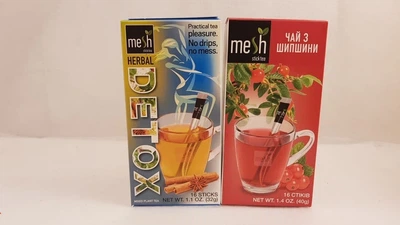 Упаковка чаю в стиках Mesh stics Detox і з шипшиною 32шт