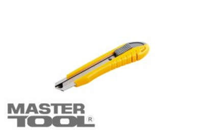 MasterTool Нож 18 мм ABS пластик с металлической направляющей кнопочный фиксатор 3 лезвия, Арт.: 17-0101