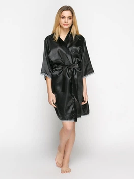 Халат женский Angelo dolce l-7 54-56 XXL-XXXL Черный С Серым
