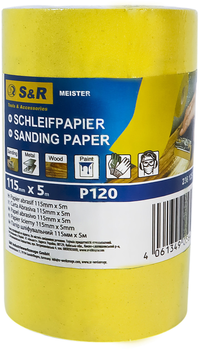 Шліфпапір S&R 115 мм х 5 м, зерно 120, в рулоні (236125115)