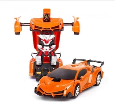 Машина-трансформер с пультом и аккумулятором Lamborghini robot car размер 1:18 Оранжевая (327797)