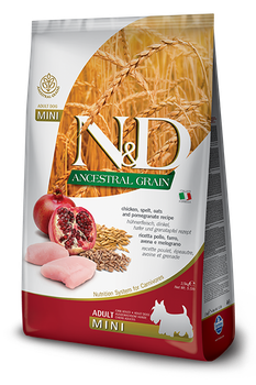 Низкозерновой сухой корм для собак мелких пород N&D LOW GRAIN DOG CHICKEN & POMEGRANATE ADULT MINI (курица/гранат), 7 кг