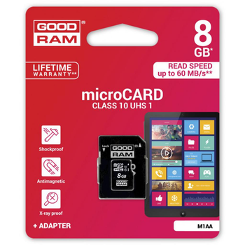 Карта памяти GOODRAM 8GB microSDHC class 10 UHS-I (M1AA-0080R11)