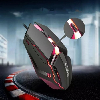 Компьютерная мышка проводная игровая K-Snake M11 с подсветкой Черный с красным