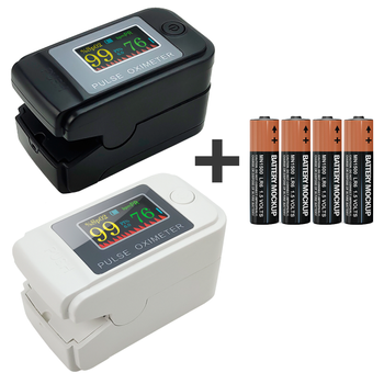 Набор пульсоксиметров JETIX Pulse Oximeter Black + White с батарейками в комплекте (Гарантия 12 месяцев)