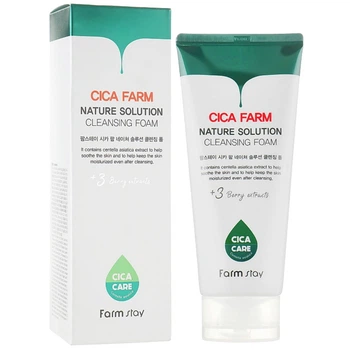 Пінка для вмивання з екстрактом азіатської центели Farmstay Cica Farm Nature Solution Cleansing Foam 180 мл (8809480773228)
