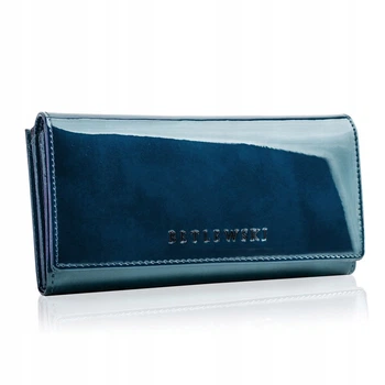 Женский лакированный Betlewski Premium кошелёк с защитой RFID 9,5 х 19 х 4 см (BPD-FS-72031) синий
