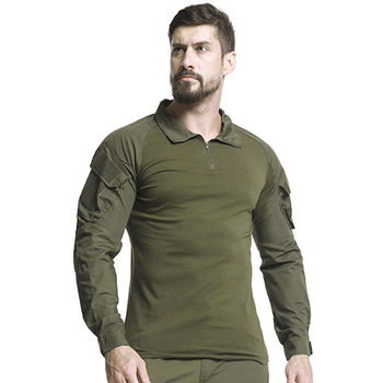 Рубашка тактическая с длинным рукавом Lesko A655 Green XL (36р.) кофта военная (F_4256-12575)