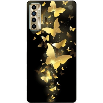Силиконовый бампер чехол Candy для Tecno Camon 17P с рисунком Золотый Бабочки